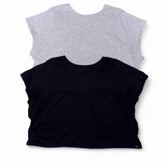 Savage X Fenty Xssential Baby Crop Pocket Tee Bundle of 2 (Black & Grey) size 3X - Picture 1 of 8